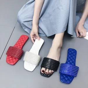 Square head diamond slippers