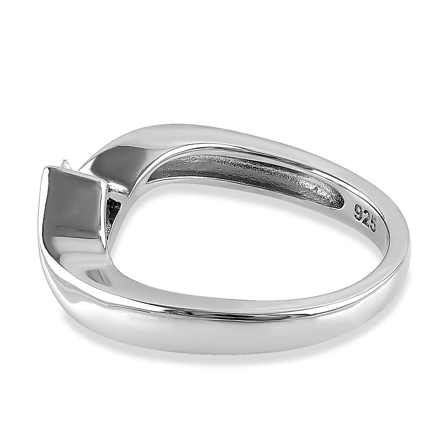 Sterling Silver Twist Clear Princess CZ Ring
