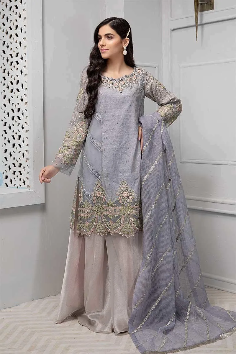 Stylish gharara dress Pakistani in lavish lilac blue color # P2228