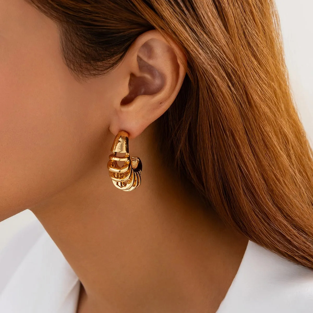 Stylish Gold Silver Plated Hollow C Shaped Earrings