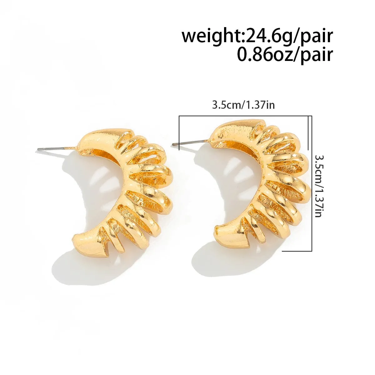 Stylish Gold Silver Plated Hollow C Shaped Earrings