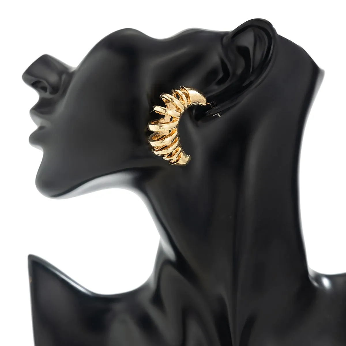 Stylish Gold Silver Plated Hollow C Shaped Earrings