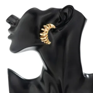 Stylish Gold Silver Plated Hollow C Shaped Earrings