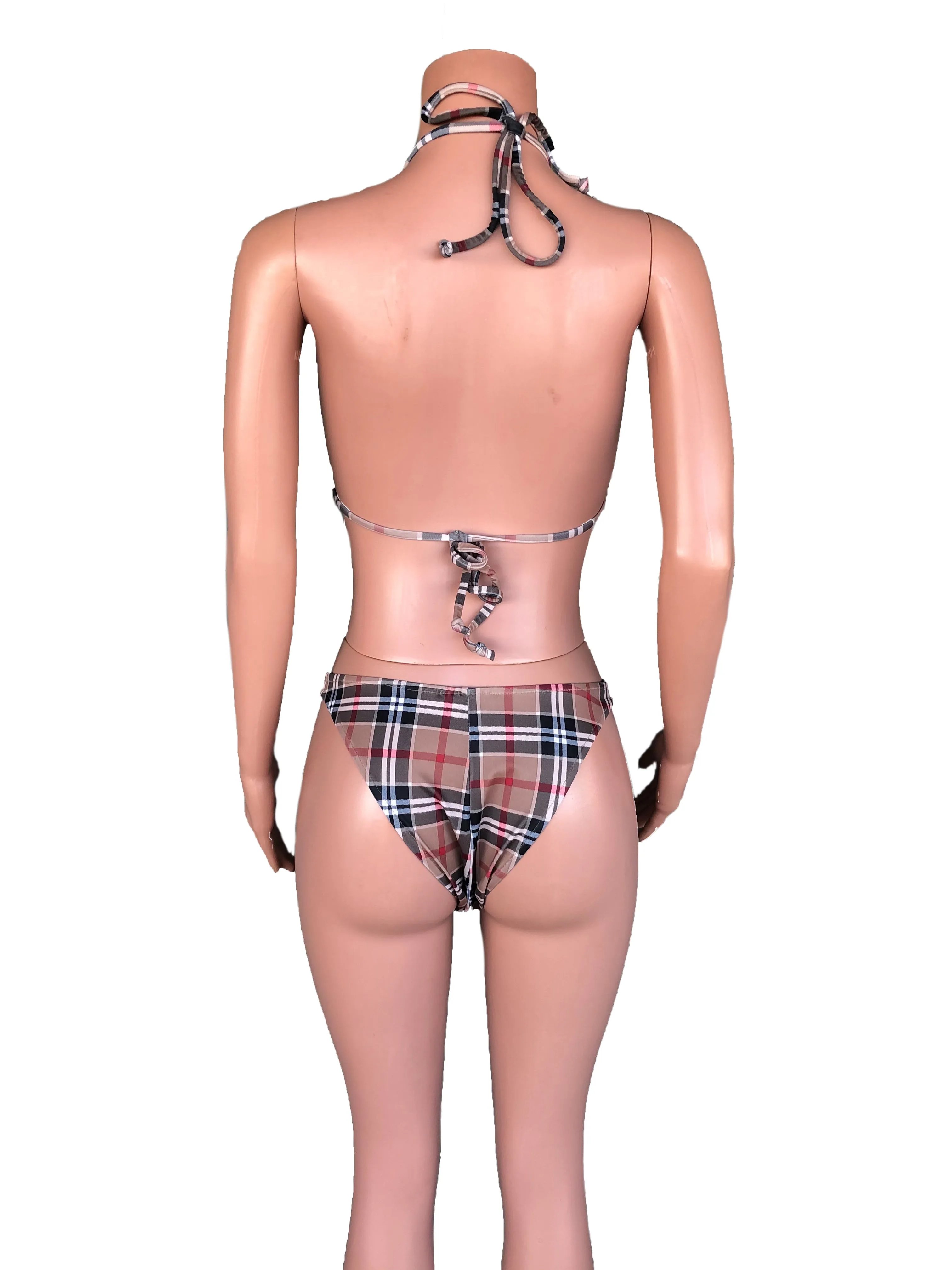 Tartan high cut bikini   S