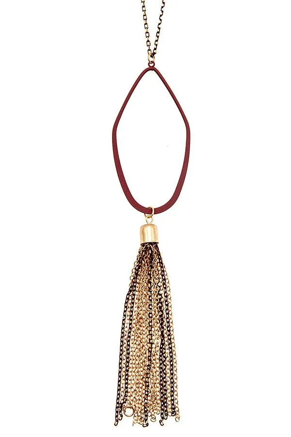 TASSEL LINK PENDANT LONG NECKLACE