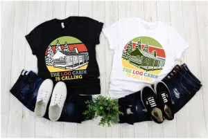 The Log Cabin Is Calling | Retro Sunset ,Cabin Fever| Climbing | Hiking | Camping | Outdoors  Camper | Log Cabin |Cabin Is Calling ,Mountain