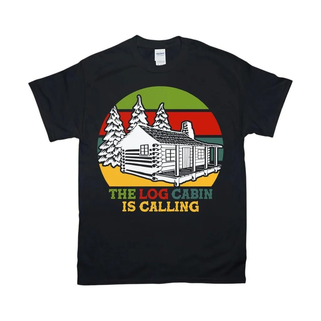 The Log Cabin Is Calling | Retro Sunset ,Cabin Fever| Climbing | Hiking | Camping | Outdoors  Camper | Log Cabin |Cabin Is Calling ,Mountain
