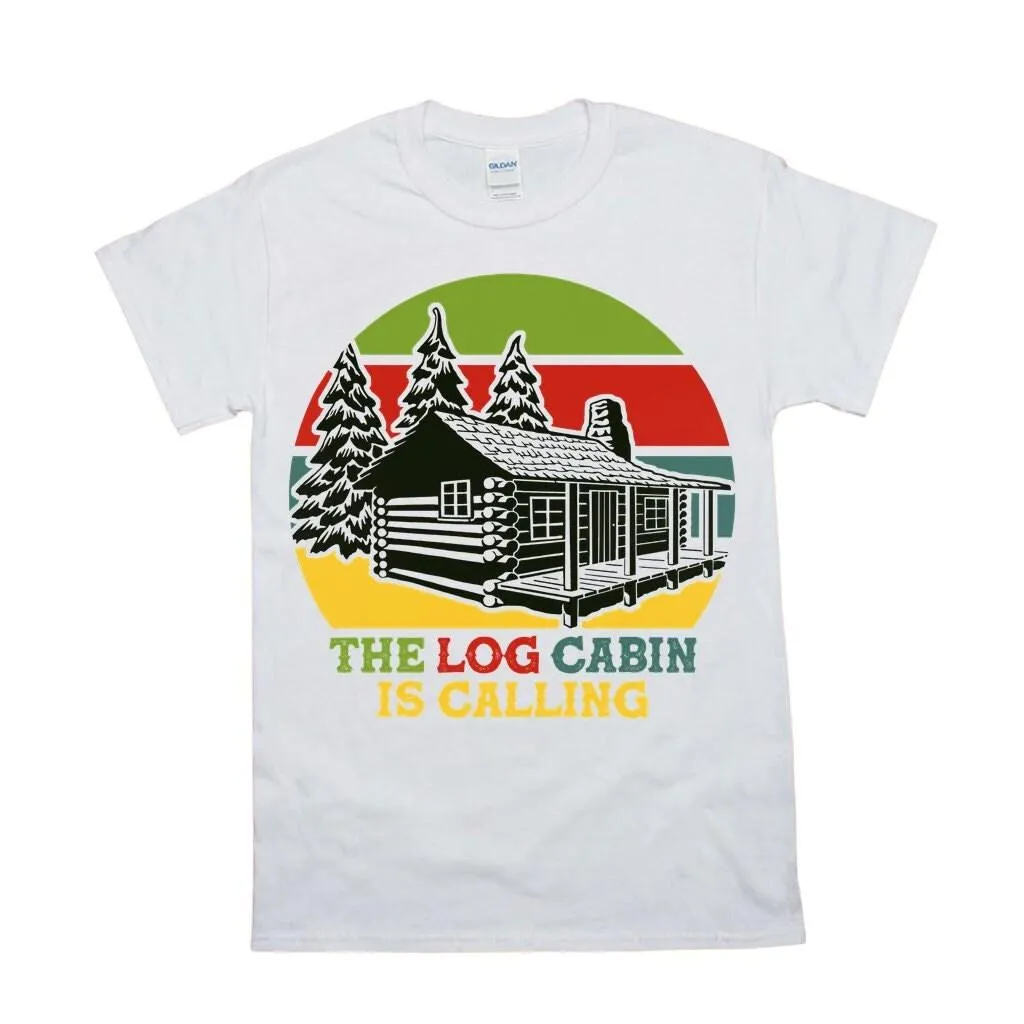 The Log Cabin Is Calling | Retro Sunset ,Cabin Fever| Climbing | Hiking | Camping | Outdoors  Camper | Log Cabin |Cabin Is Calling ,Mountain