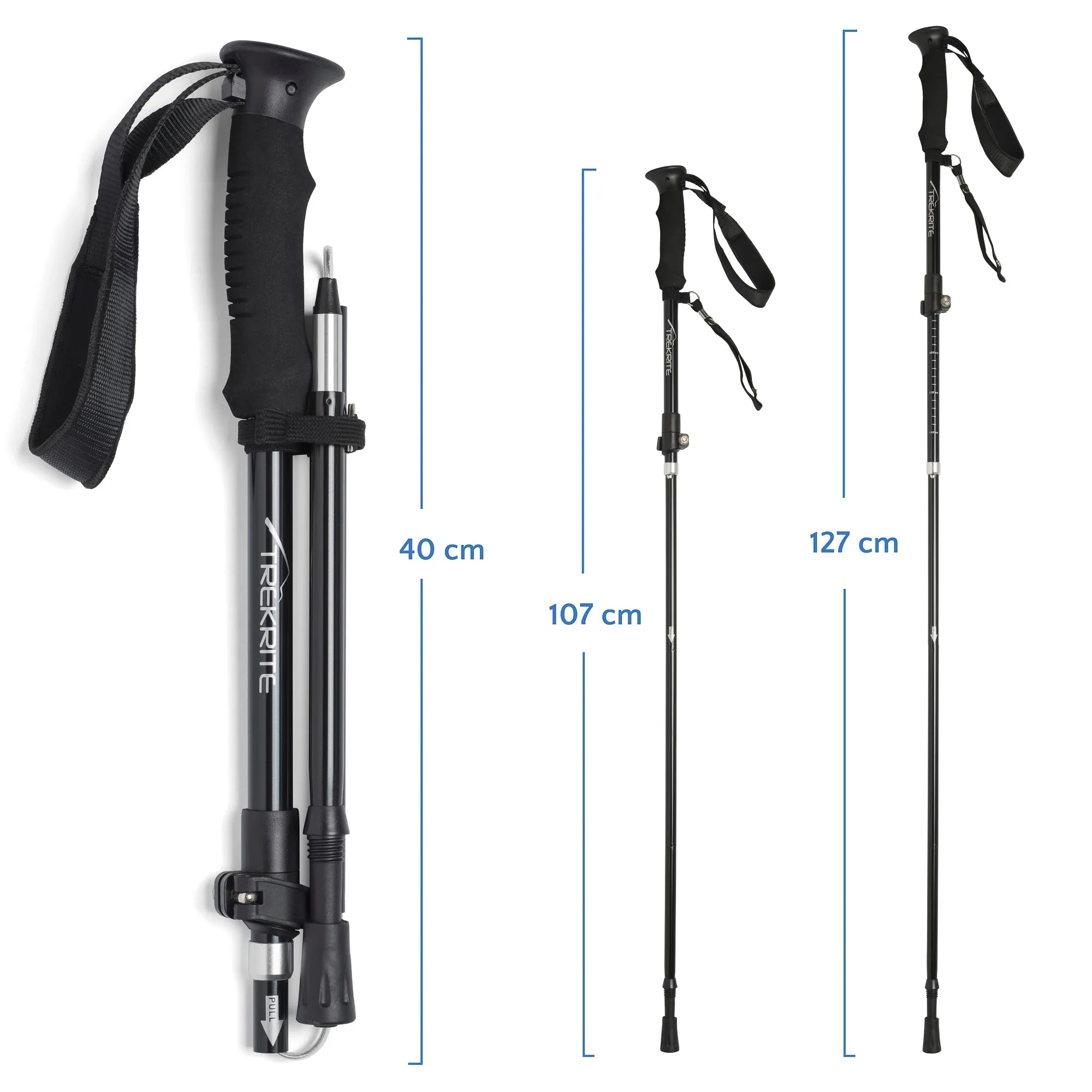 Trekrite Folding Hiking Pole - Single or Pair - Available in Two Sizes