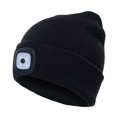 Unisex Cycling Hiking LED Light Knitted Hat Winter Elastic Beanie Cap
