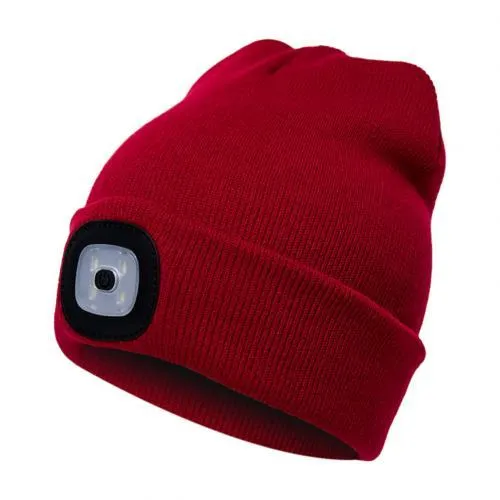 Unisex Cycling Hiking LED Light Knitted Hat Winter Elastic Beanie Cap