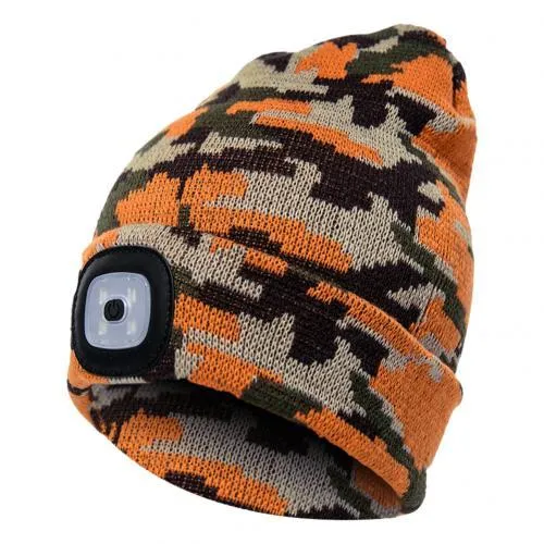 Unisex Cycling Hiking LED Light Knitted Hat Winter Elastic Beanie Cap