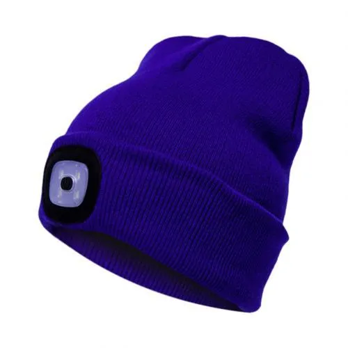 Unisex Cycling Hiking LED Light Knitted Hat Winter Elastic Beanie Cap