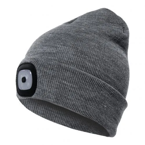 Unisex Cycling Hiking LED Light Knitted Hat Winter Elastic Beanie Cap