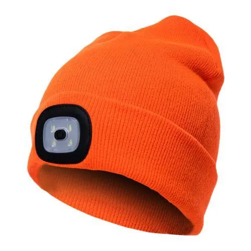 Unisex Cycling Hiking LED Light Knitted Hat Winter Elastic Beanie Cap