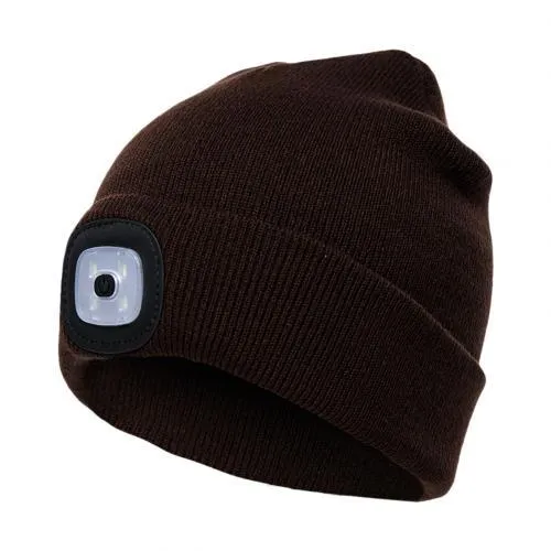 Unisex Cycling Hiking LED Light Knitted Hat Winter Elastic Beanie Cap