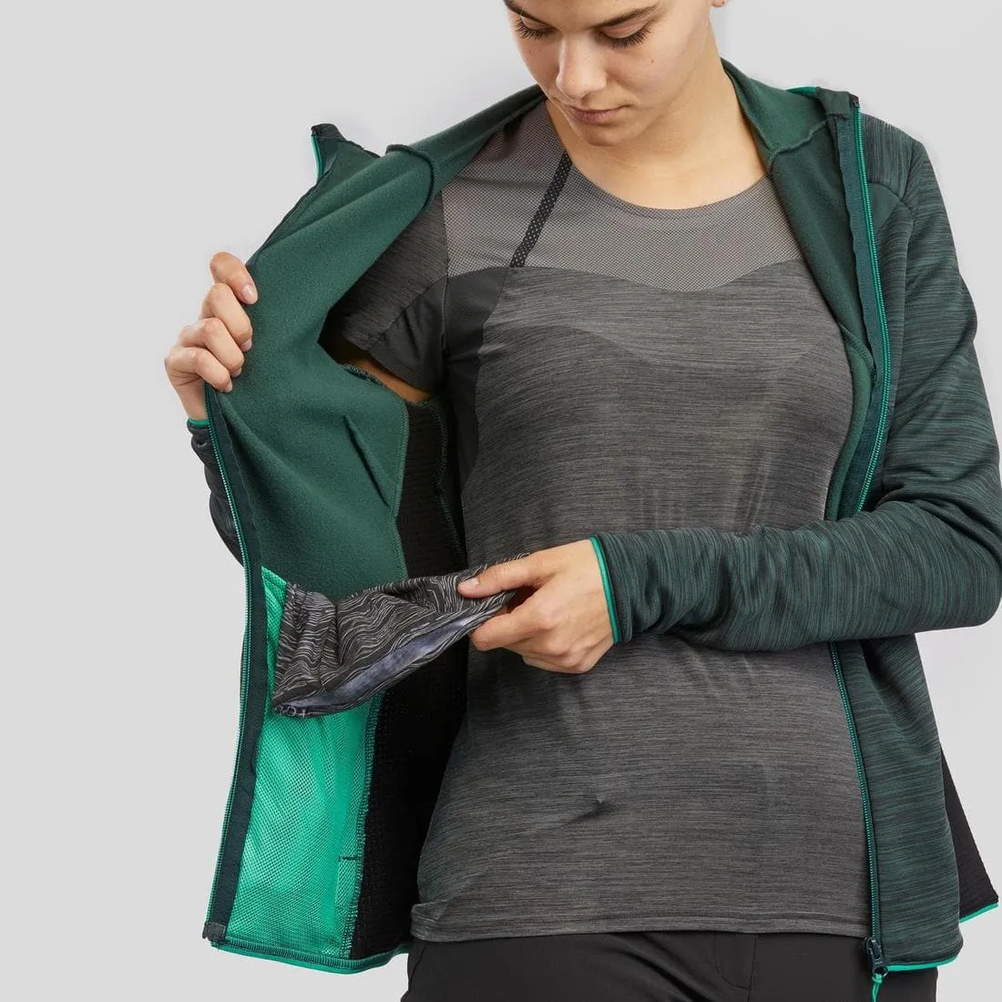 Veste polaire fine de randonnée - mh520 light - femme