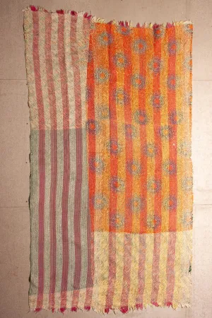 Vintage Dowry Kantha Blanket, #40 - 81"x47"