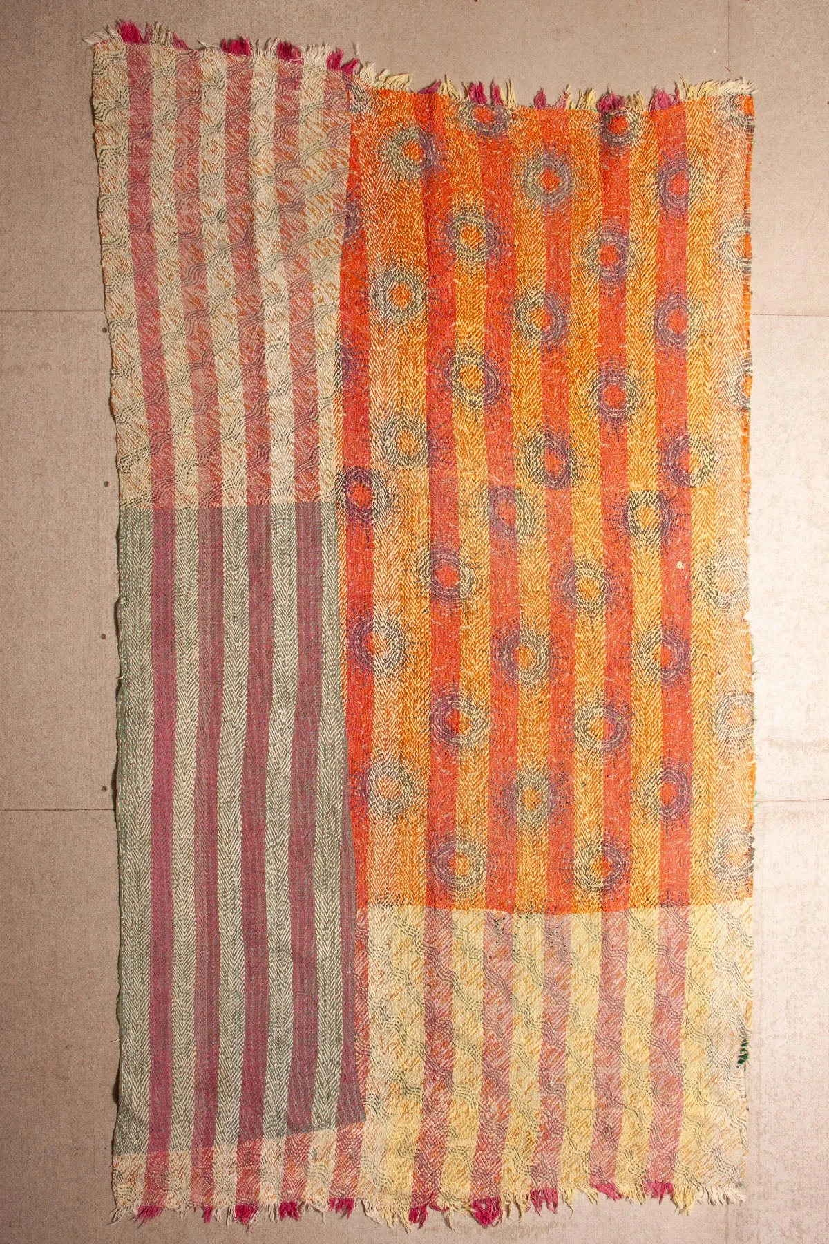 Vintage Dowry Kantha Blanket, #40 - 81"x47"