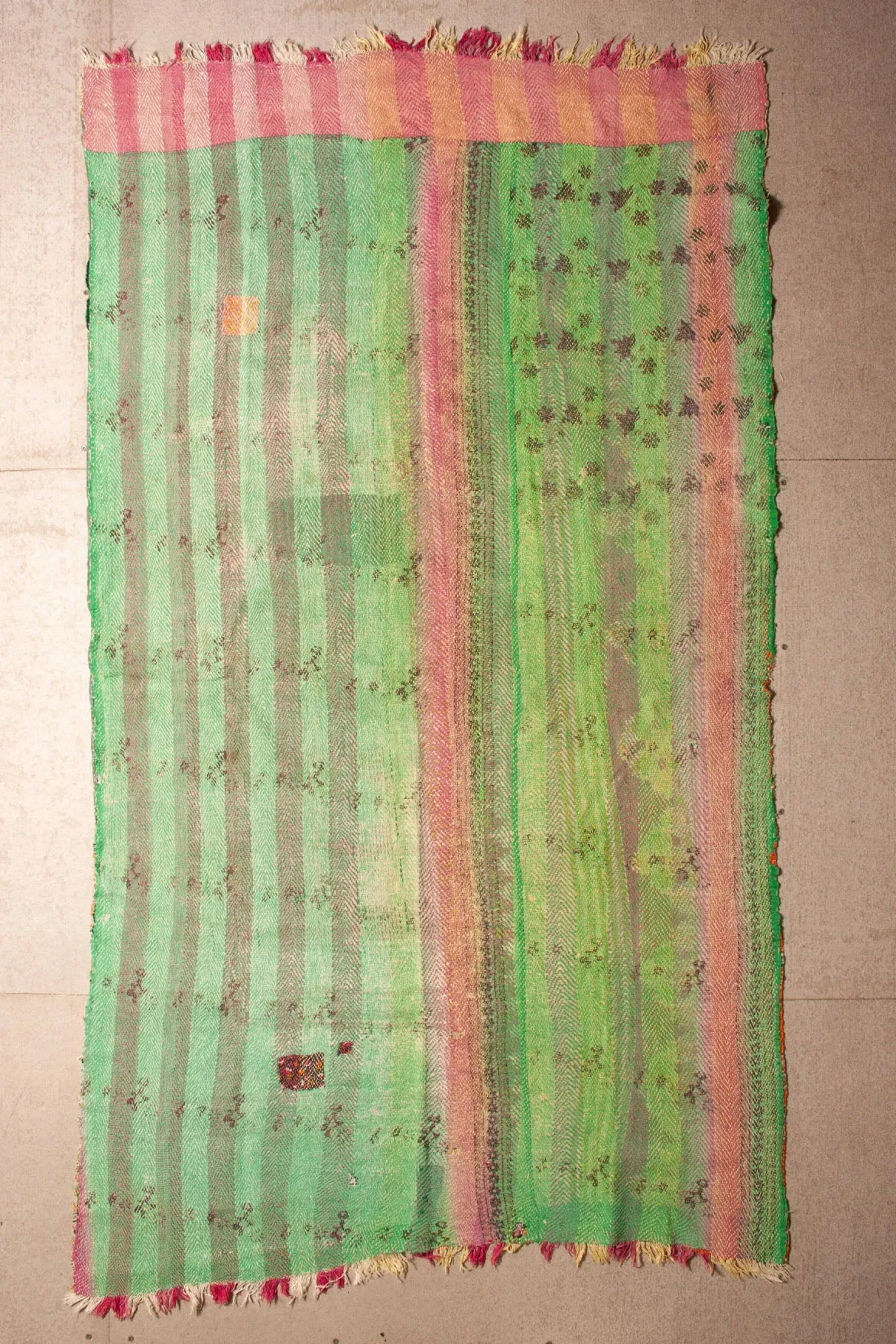 Vintage Dowry Kantha Blanket, #40 - 81"x47"