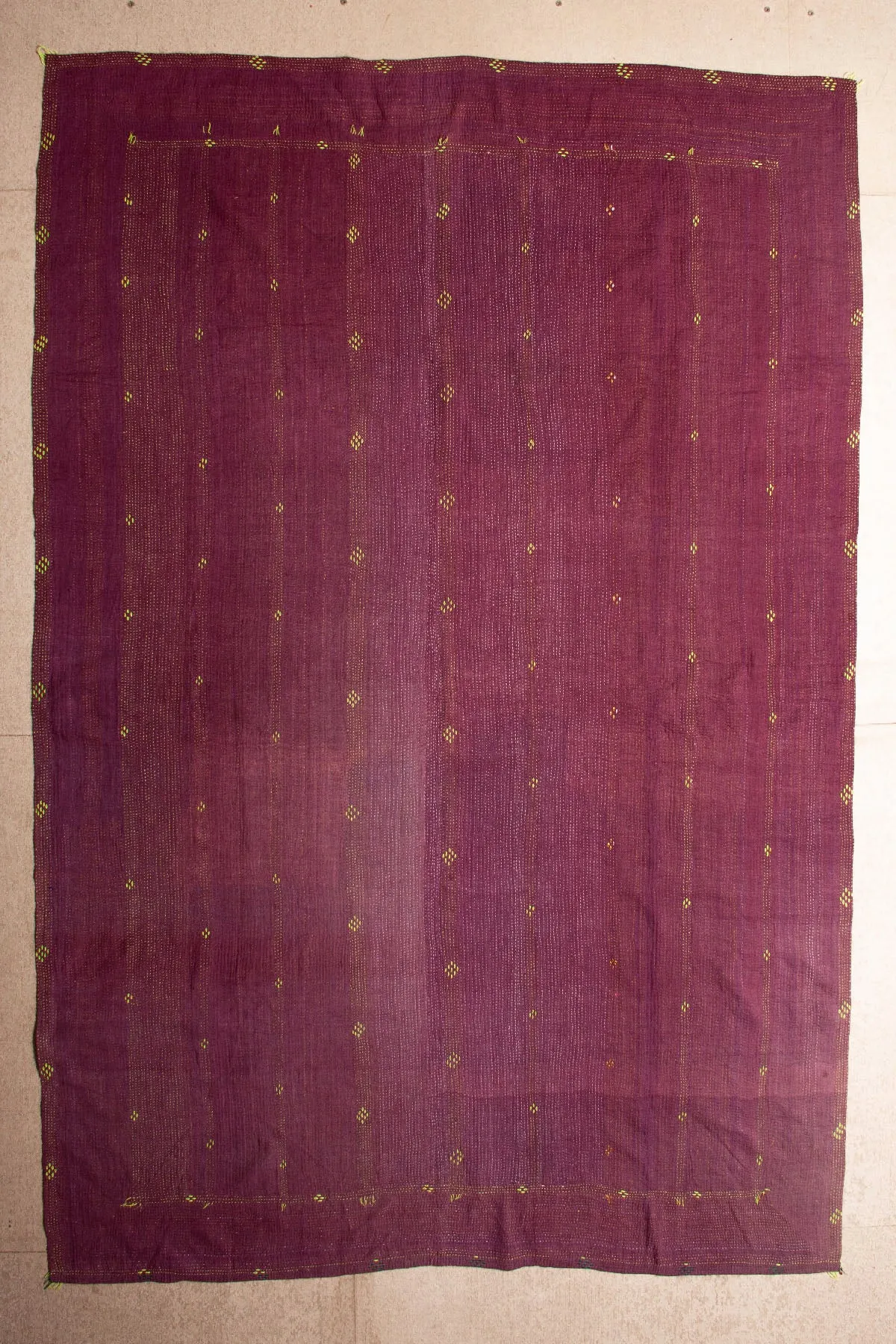 Vintage Dowry Kantha Blanket, #49 - 82"x54"