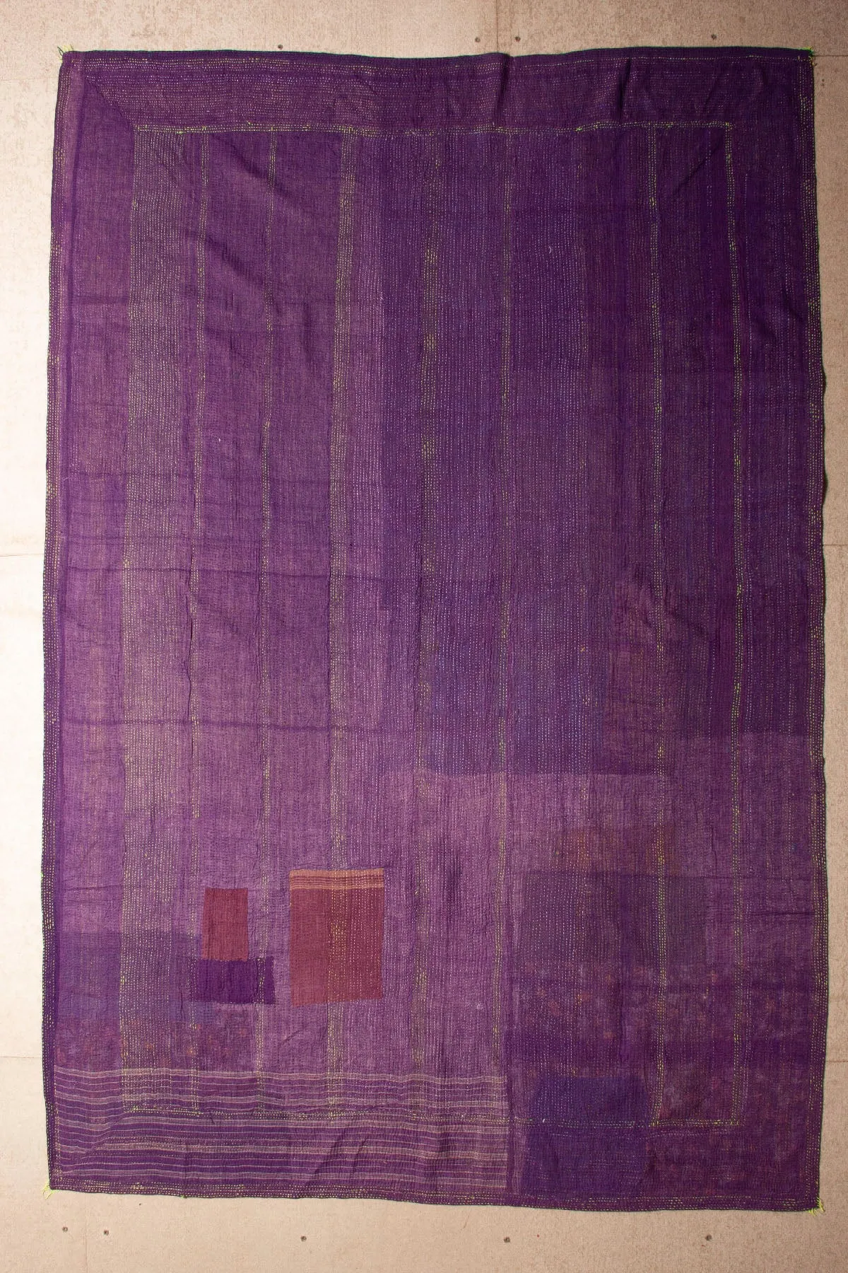 Vintage Dowry Kantha Blanket, #49 - 82"x54"