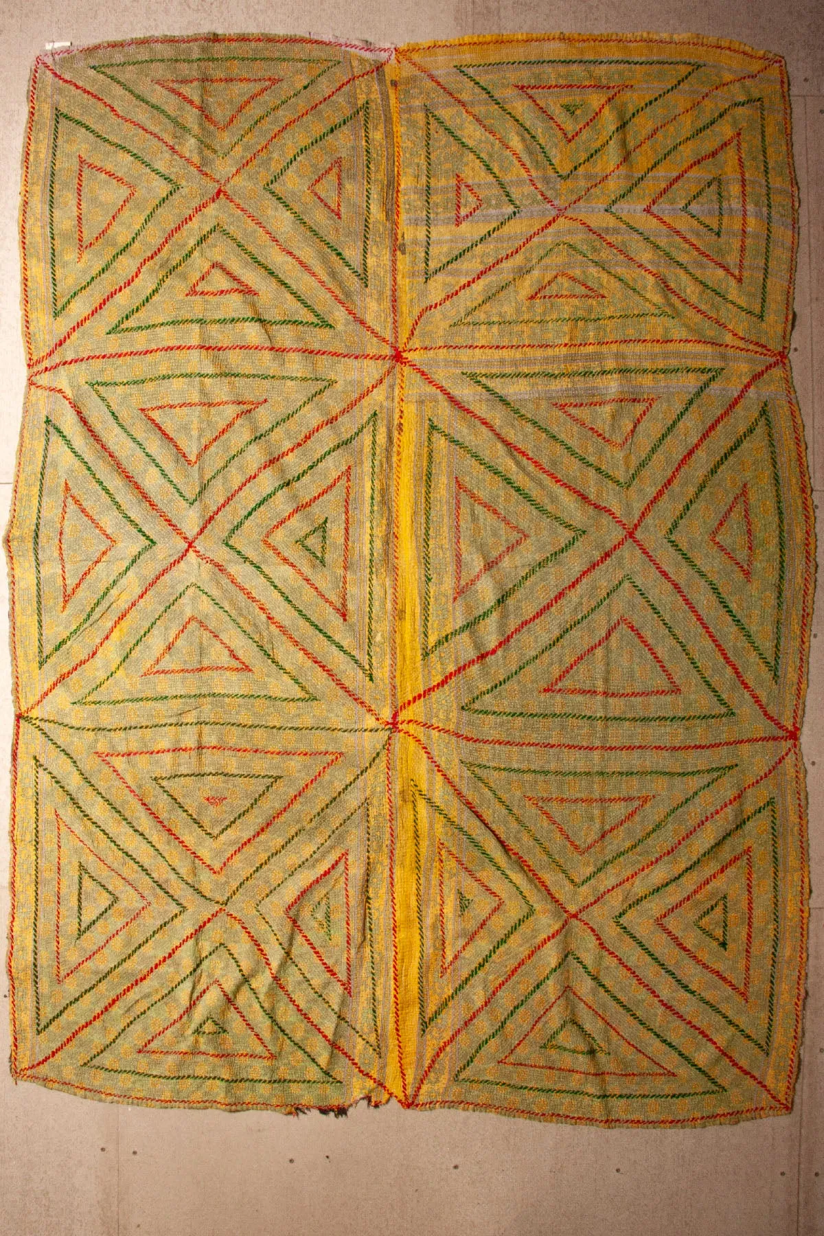 Vintage Dowry Kantha Blanket, #56 - 97"x67"