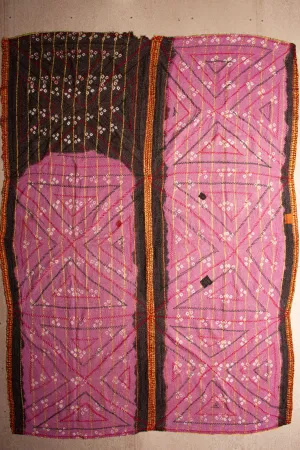 Vintage Dowry Kantha Blanket, #56 - 97"x67"