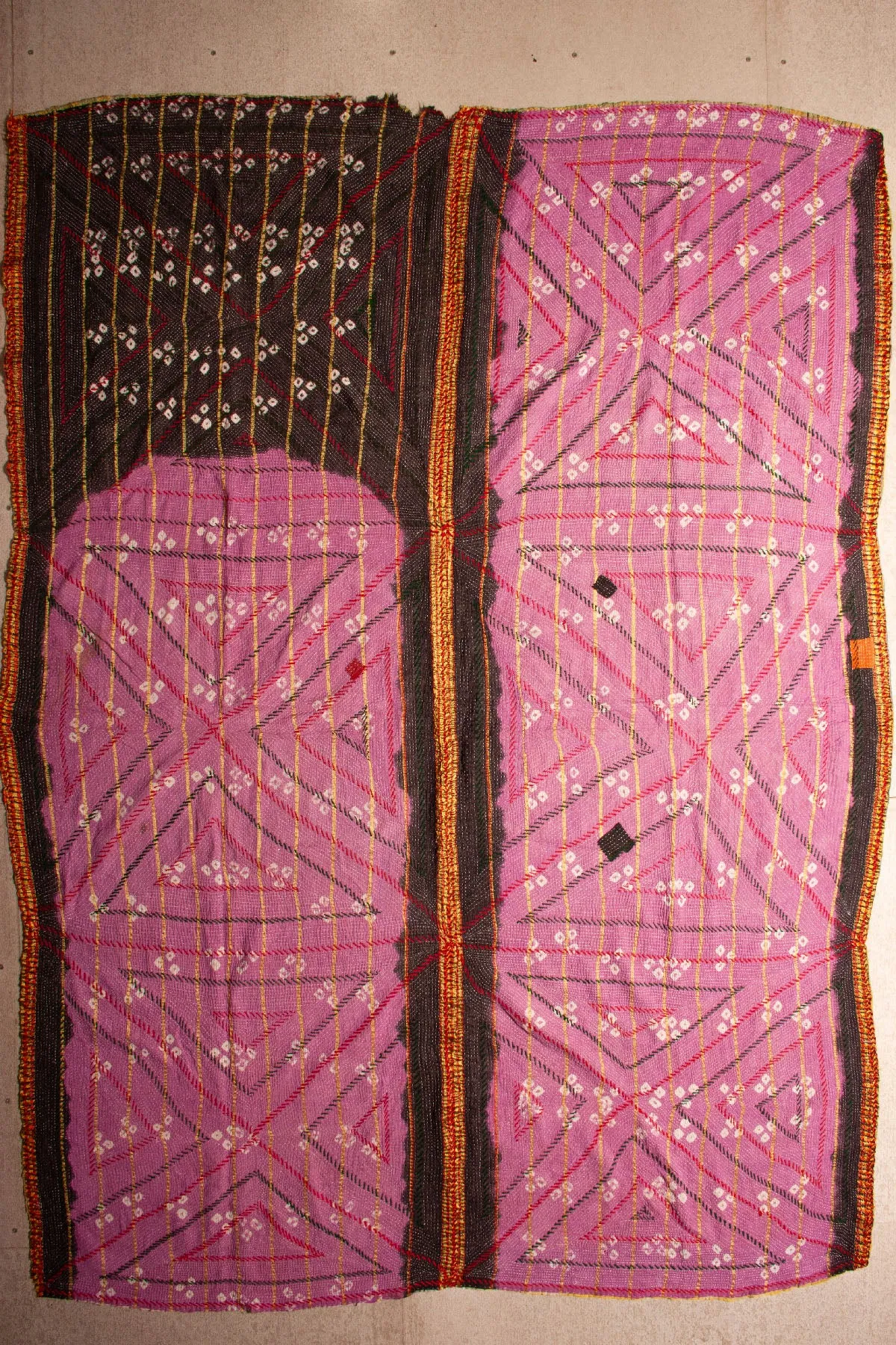 Vintage Dowry Kantha Blanket, #56 - 97"x67"