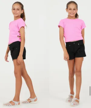 Vintage Havana- Pink Ribbed Heart Side Cutout Tee