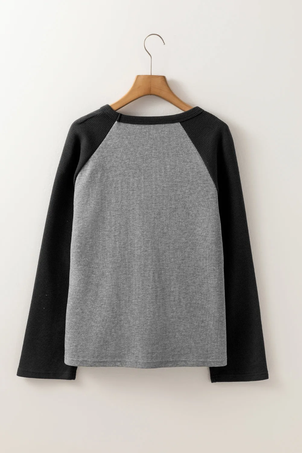 Waffle Knit Star Patch Graphic Raglan Top
