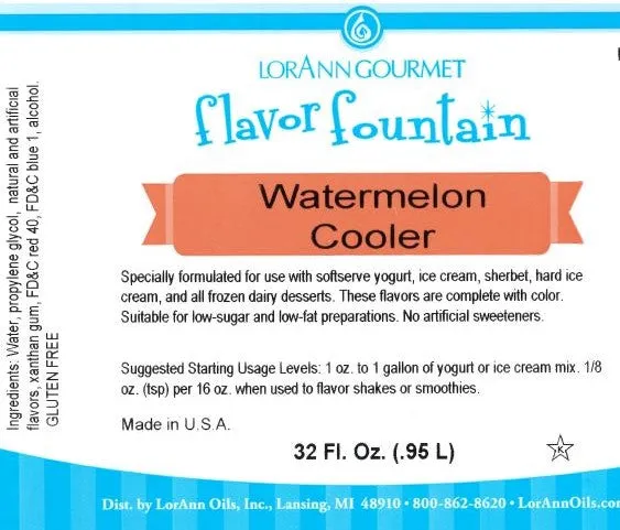 Watermelon Cooler Flavor - 4 oz. - 32 oz. - Ice Cream and Beverage Flavors - LorAnn Oils - Canadian Distribution