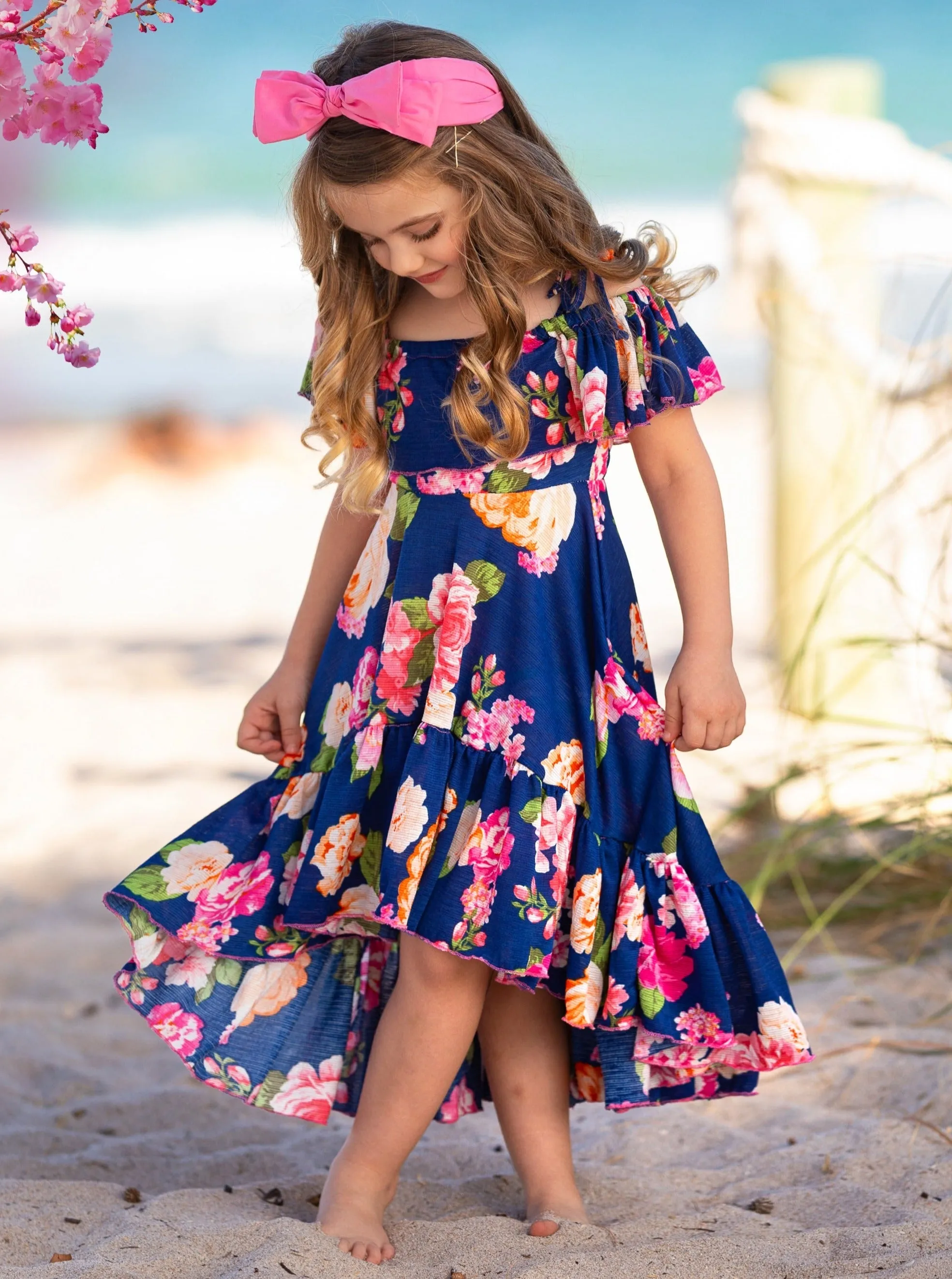 When Spring Blooms Floral Cold Shoulder Maxi Sundress