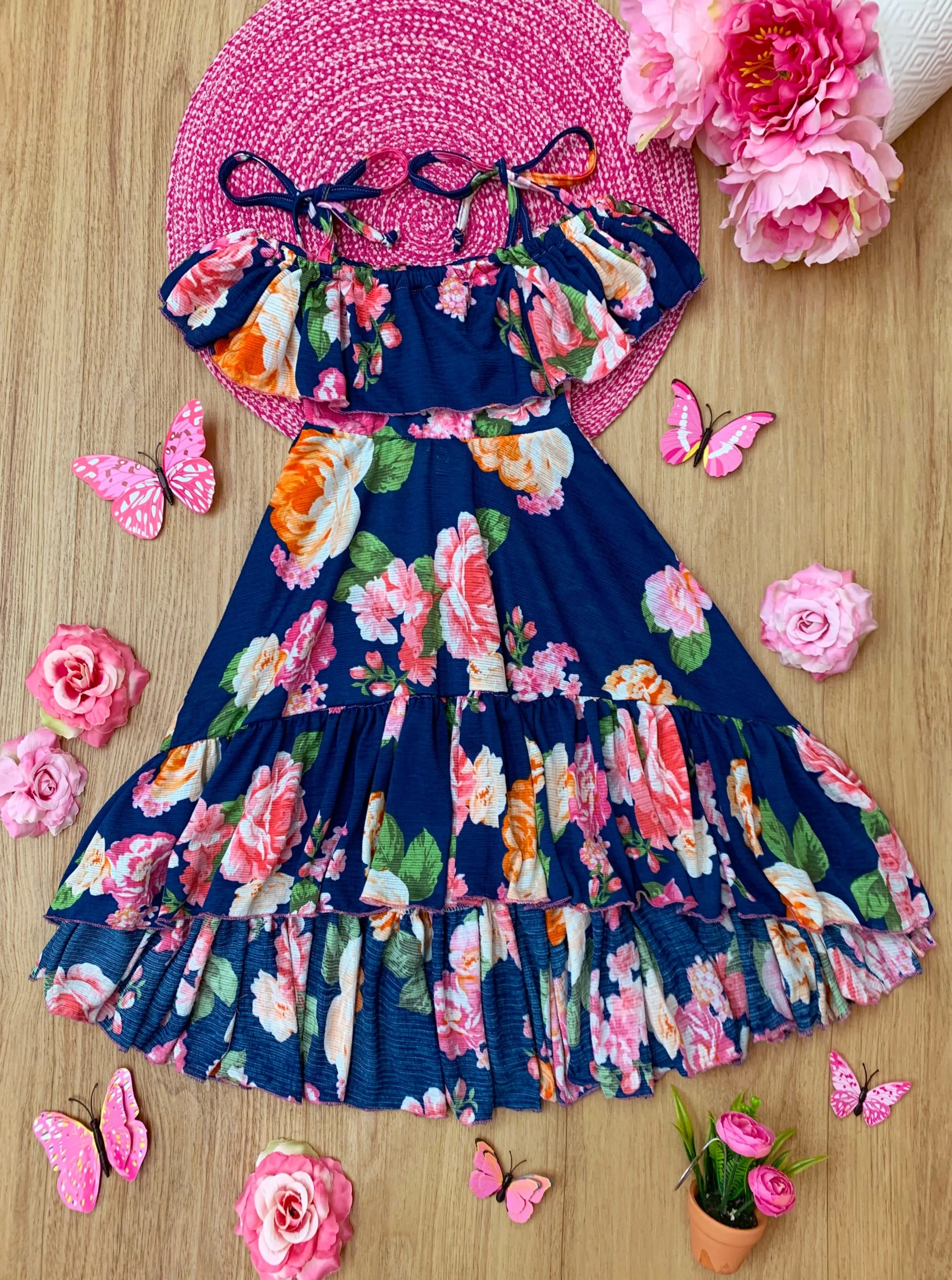 When Spring Blooms Floral Cold Shoulder Maxi Sundress