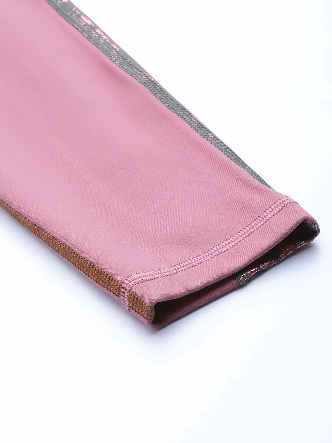 Women Brown & Pink Colourblocked Tights