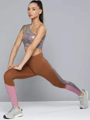 Women Brown & Pink Colourblocked Tights