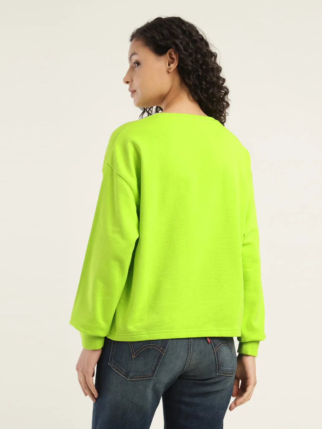 Women's Brand Logo Green Crew Neck Sweatshirt