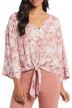 Women's Tribal Jeans | Kimono Blouse with Bell Sleeves | Misty Clay