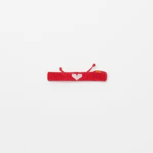 Woven Heart Bracelet - Red/White