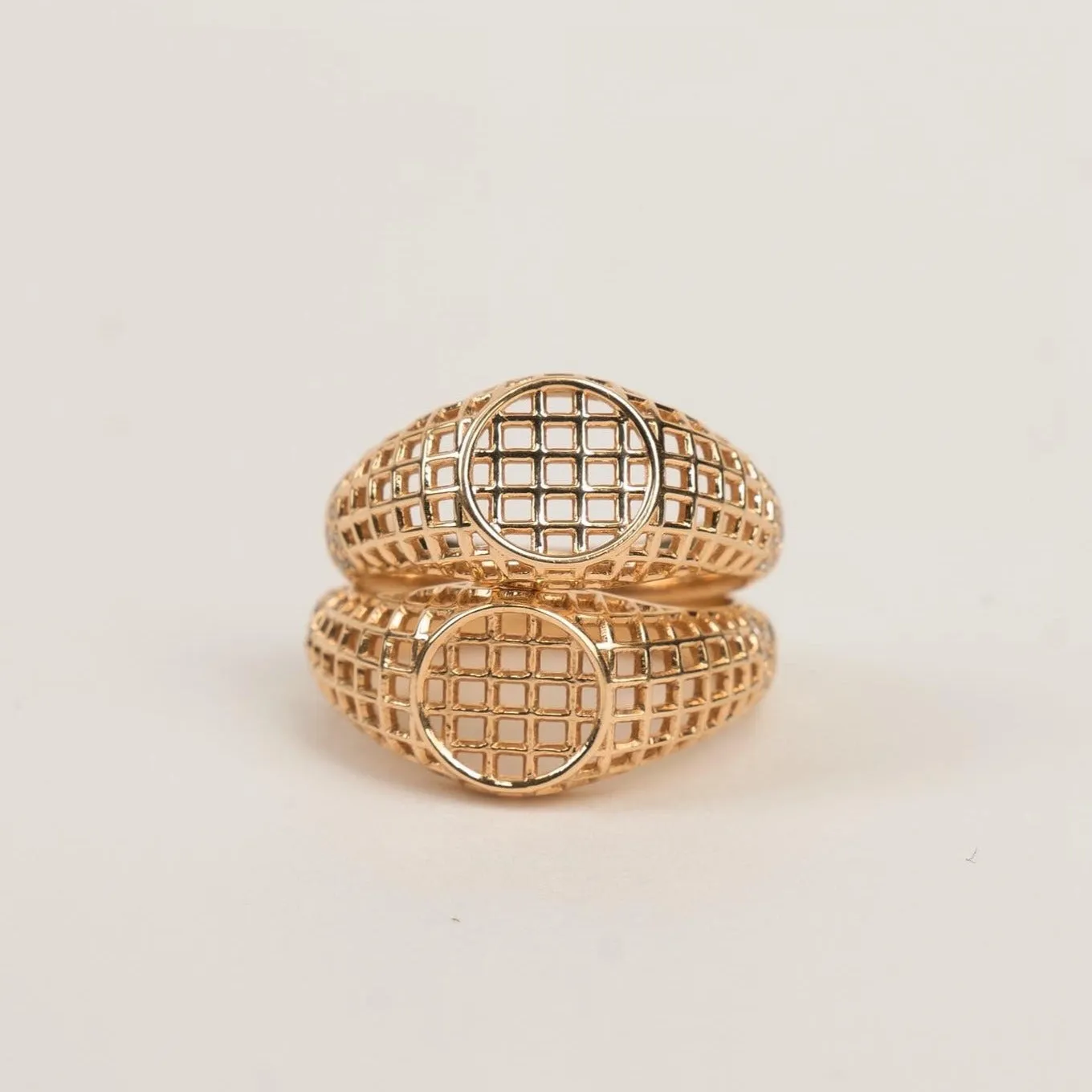 Woven Open Diamond Accent Signet Pinky Ring