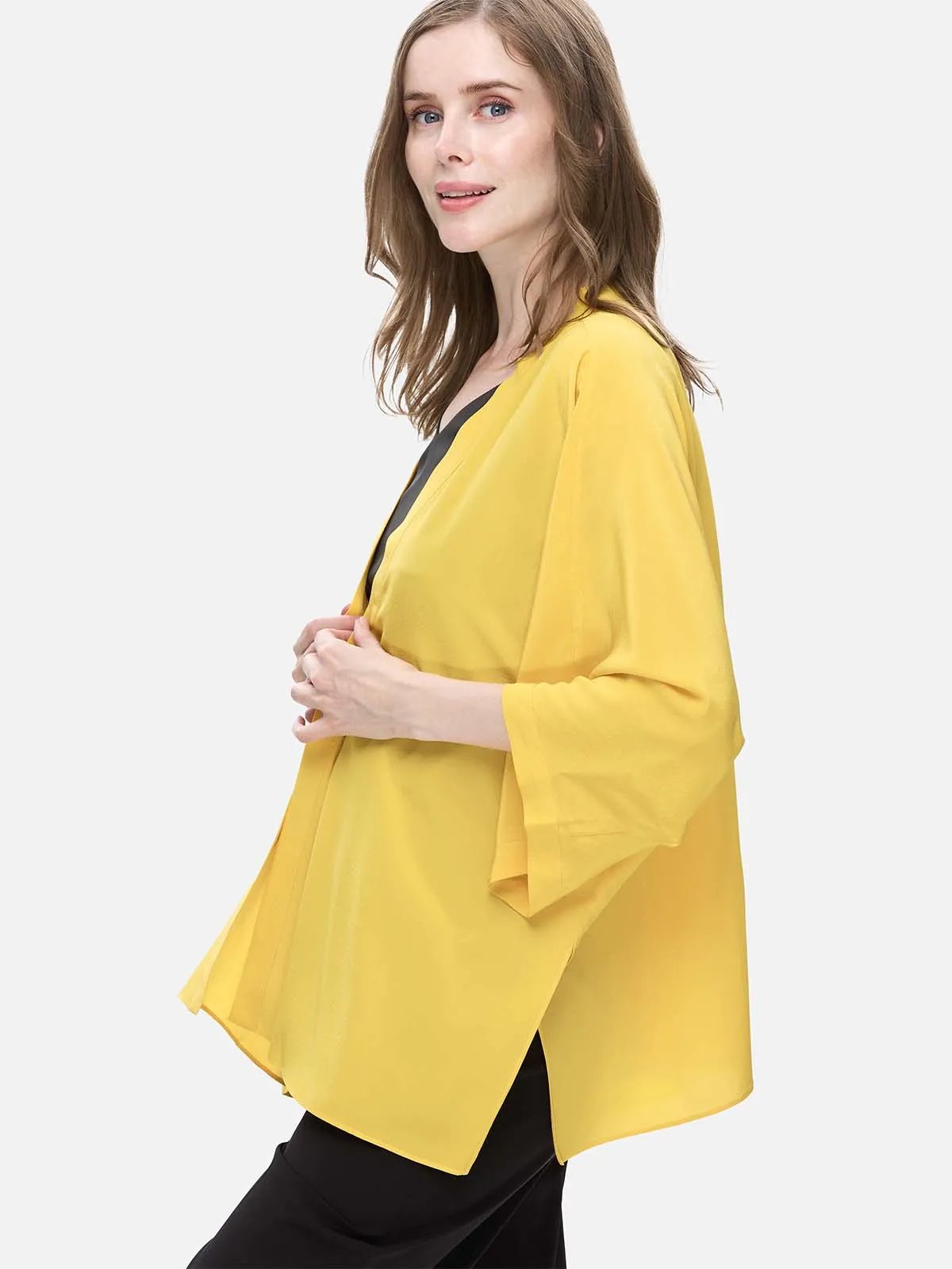 Yellow Silk Relax Cardigan