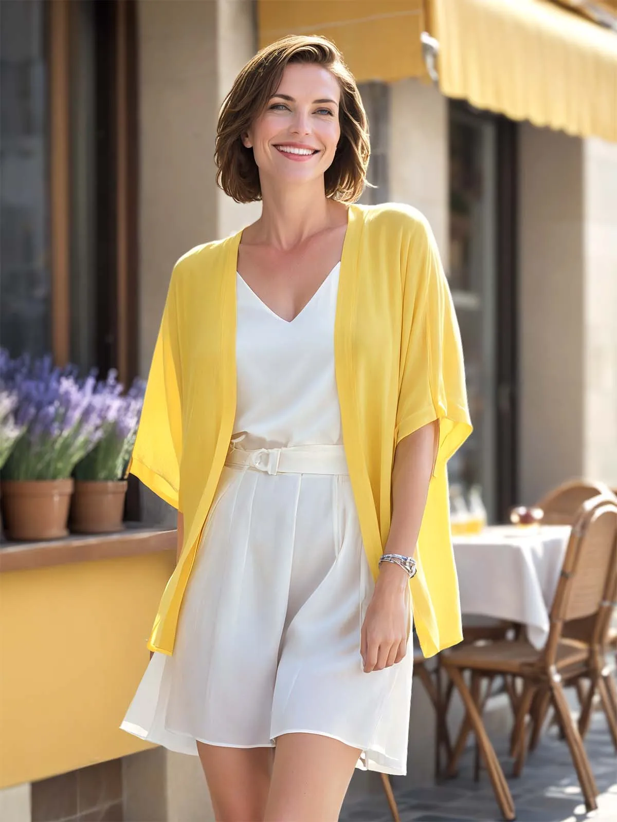 Yellow Silk Relax Cardigan