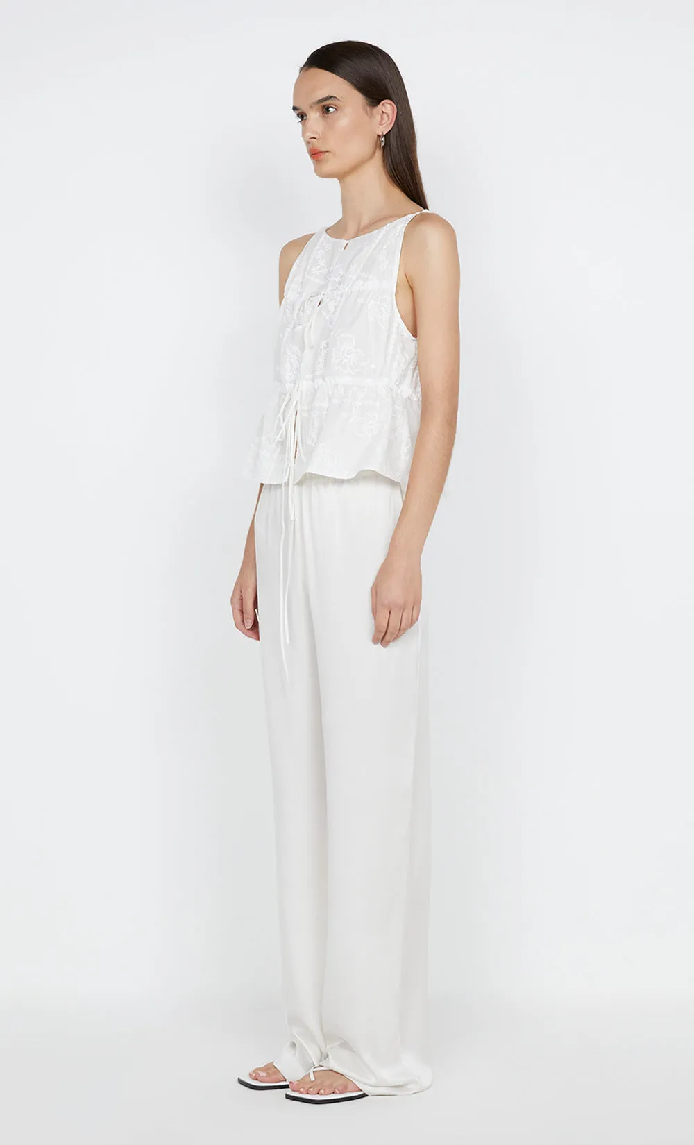 ZALEA GATHERED TOP - WHITE