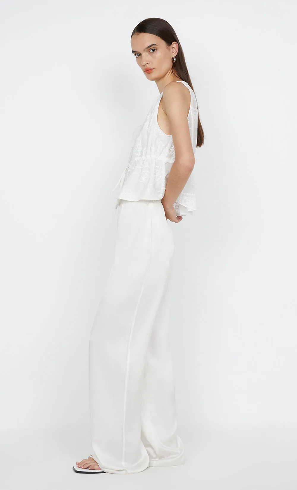 ZALEA GATHERED TOP - WHITE